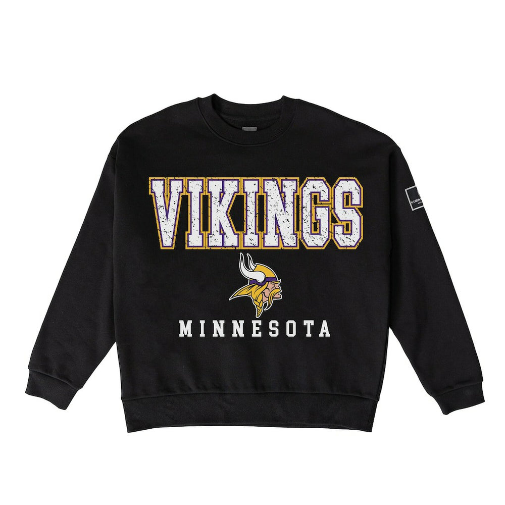 Minnesota Vikings Gameday Couture Women's Oversized Level Up Black Label Premium Fleece Sweatshirt - Black on sale