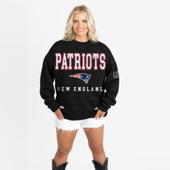 New England Patriots Gameday Couture Women's Oversized Level Up Black Label Premium Fleece Sweatshirt - Black online