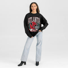 Atlanta Falcons Gameday Couture Women's Oversized Victory Lane Black Label Premium Fleece Sweatshirt - Black on sale