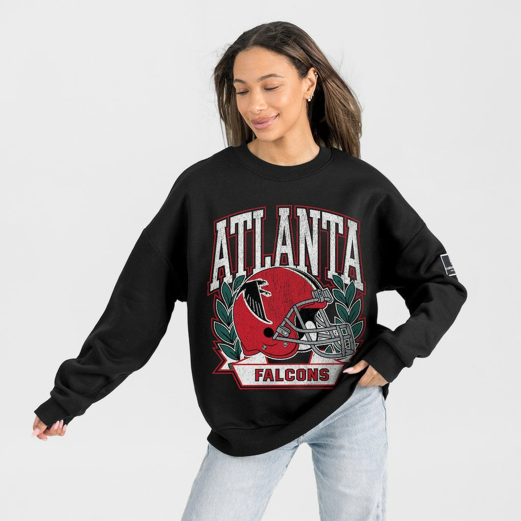 Atlanta Falcons Gameday Couture Women's Oversized Victory Lane Black Label Premium Fleece Sweatshirt - Black on sale