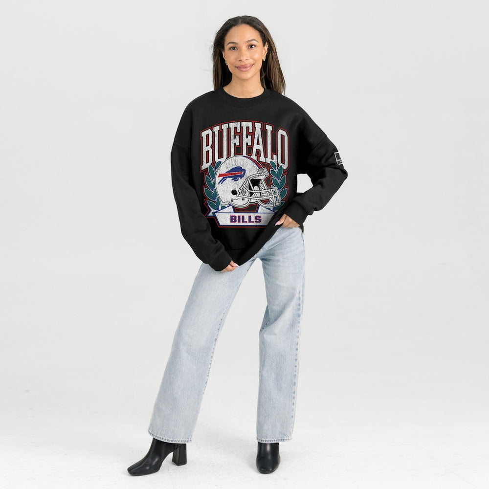 Buffalo Bills Gameday Couture Women's Oversized Victory Lane Black Label Premium Fleece Sweatshirt - Black outlet