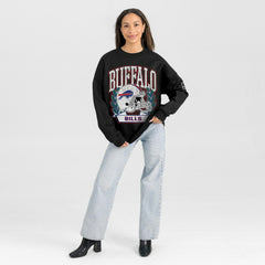 Buffalo Bills Gameday Couture Women's Oversized Victory Lane Black Label Premium Fleece Sweatshirt - Black outlet