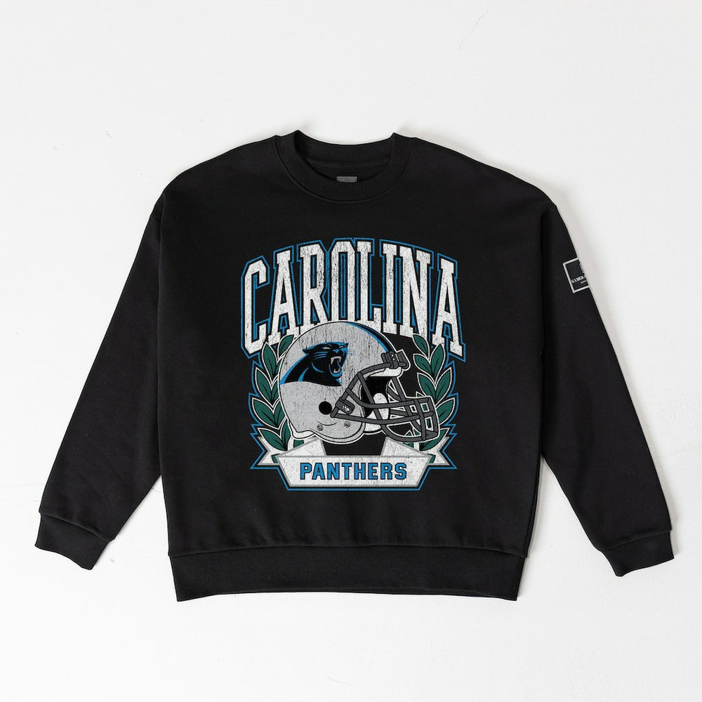 Carolina Panthers Gameday Couture Women's Oversized Victory Lane Black Label Premium Fleece Sweatshirt - Black outlet