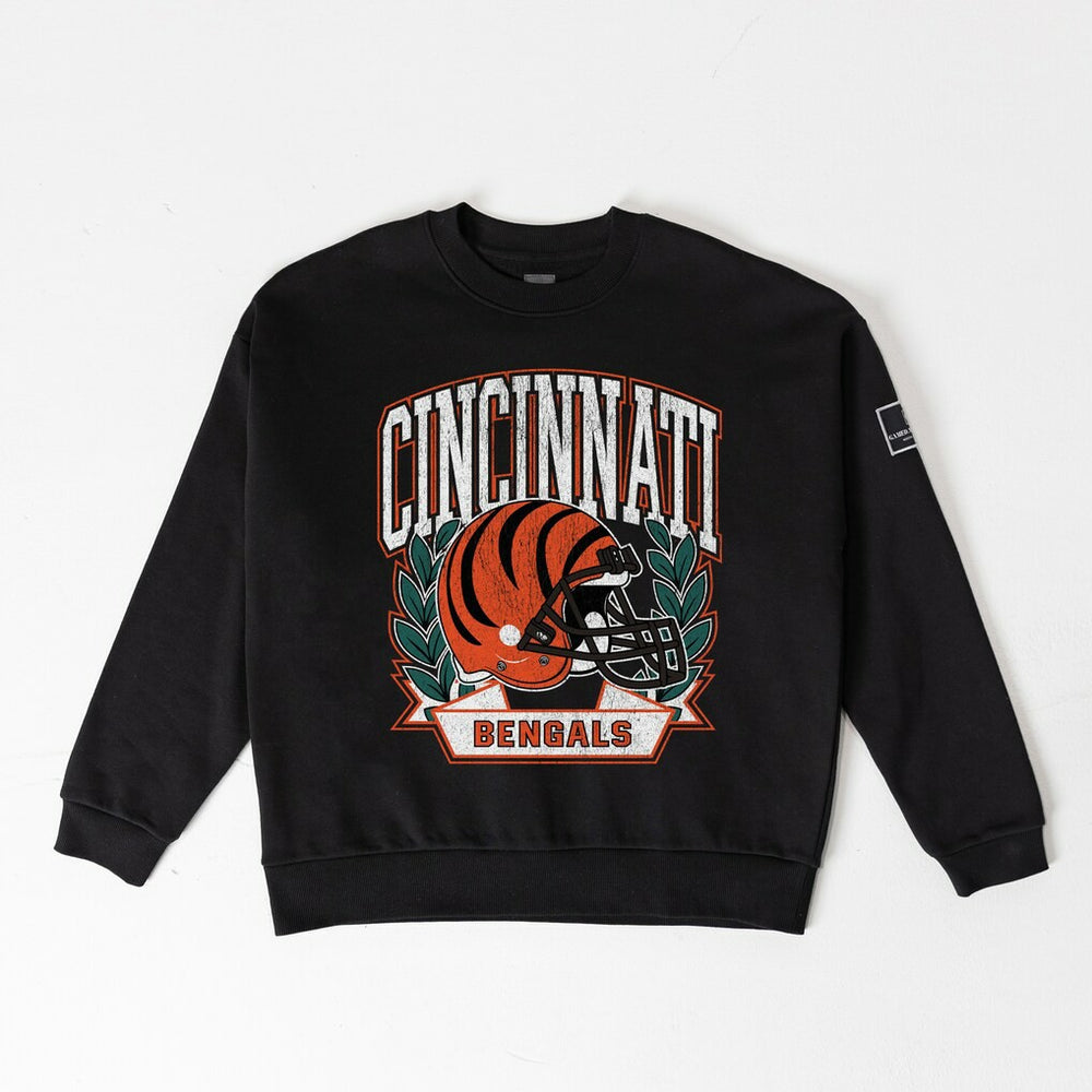 Cincinnati Bengals Gameday Couture Women's Oversized Victory Lane Black Label Premium Fleece Sweatshirt - Black sale