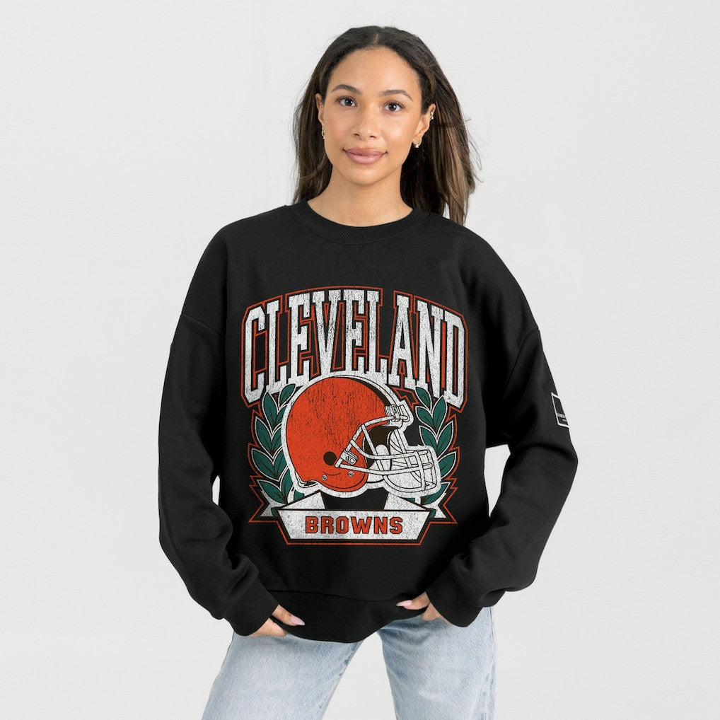 Cleveland Browns Gameday Couture Women's Oversized Victory Lane Black Label Premium Fleece Sweatshirt - Black cheap