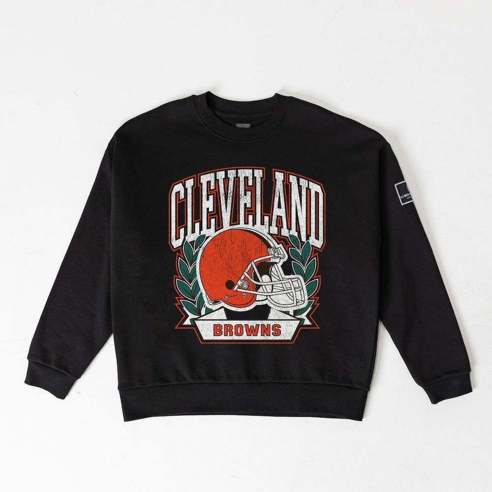 Cleveland Browns Gameday Couture Women's Oversized Victory Lane Black Label Premium Fleece Sweatshirt - Black cheap