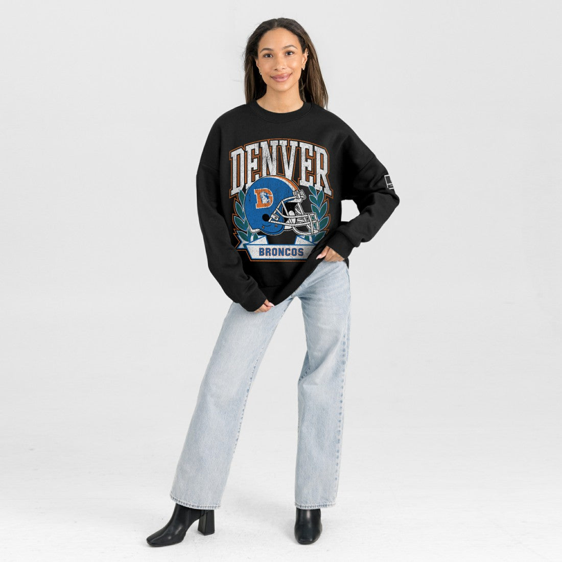 Denver Broncos Gameday Couture Women's Oversized Victory Lane Black Label Premium Fleece Sweatshirt - Black sale
