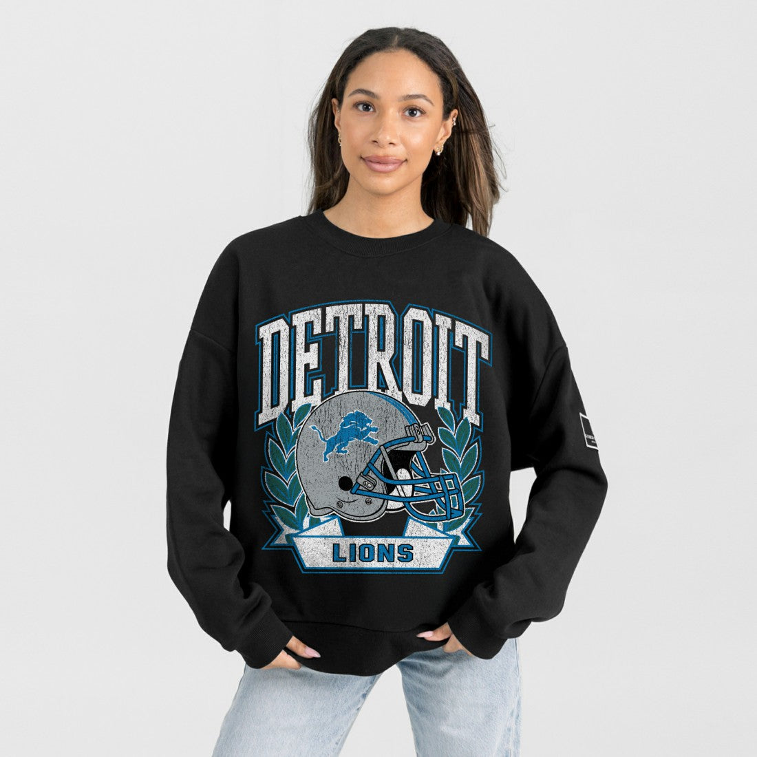 Detroit Lions Gameday Couture Women's Oversized Victory Lane Black Label Premium Fleece Sweatshirt - Black online