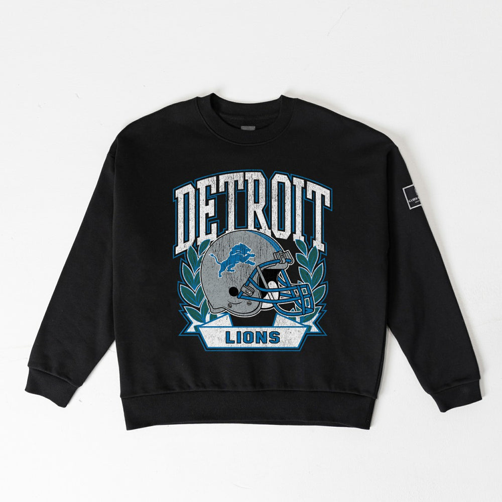 Detroit Lions Gameday Couture Women's Oversized Victory Lane Black Label Premium Fleece Sweatshirt - Black online