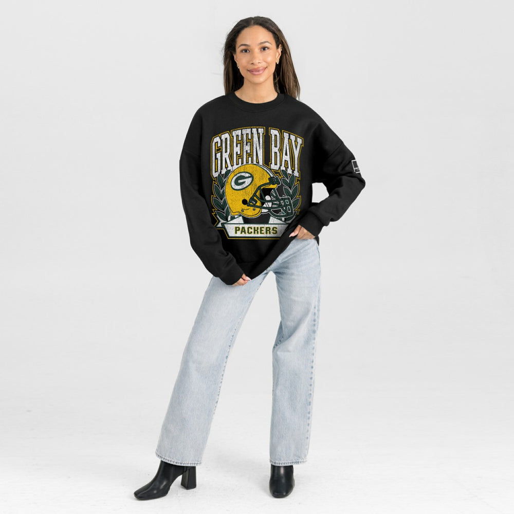 Green Bay Packers Gameday Couture Women's Oversized Victory Lane Black Label Premium Fleece Sweatshirt - Black sale