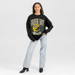 Green Bay Packers Gameday Couture Women's Oversized Victory Lane Black Label Premium Fleece Sweatshirt - Black sale