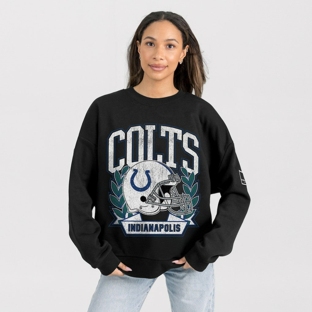 Indianapolis Colts Gameday Couture Women's Oversized Victory Lane Black Label Premium Fleece Sweatshirt - Black for sale