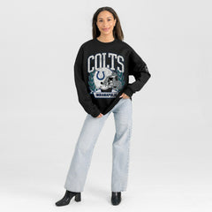 Indianapolis Colts Gameday Couture Women's Oversized Victory Lane Black Label Premium Fleece Sweatshirt - Black for sale