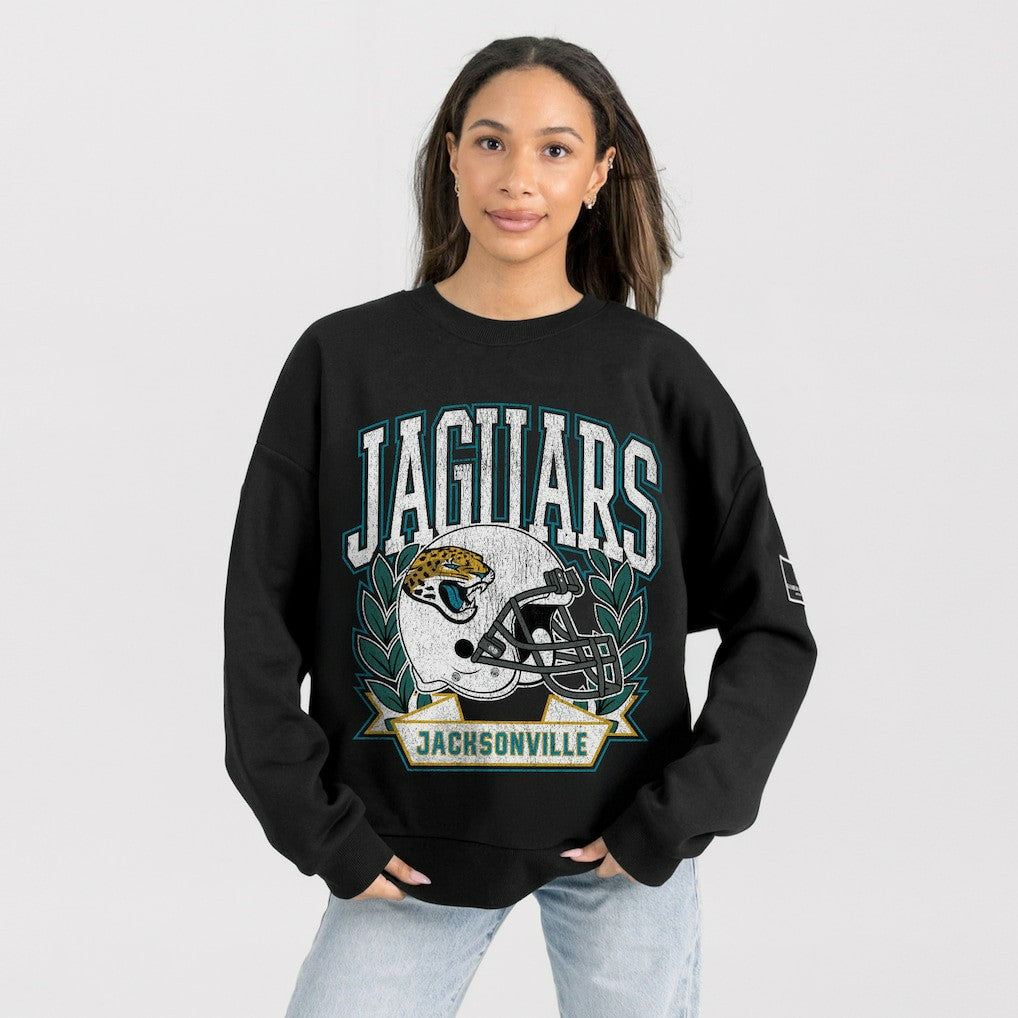 Jacksonville Jaguars Gameday Couture Women's Oversized Victory Lane Black Label Premium Fleece Sweatshirt - Black cheap