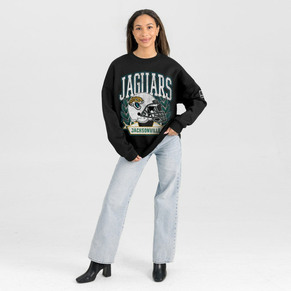 Jacksonville Jaguars Gameday Couture Women's Oversized Victory Lane Black Label Premium Fleece Sweatshirt - Black cheap
