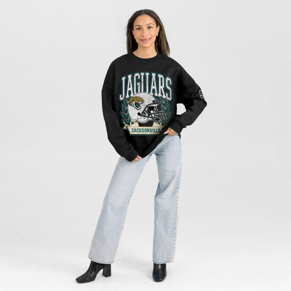 Jacksonville Jaguars Gameday Couture Women's Oversized Victory Lane Black Label Premium Fleece Sweatshirt - Black cheap