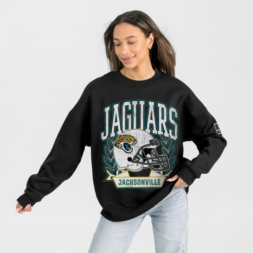 Jacksonville Jaguars Gameday Couture Women's Oversized Victory Lane Black Label Premium Fleece Sweatshirt - Black cheap