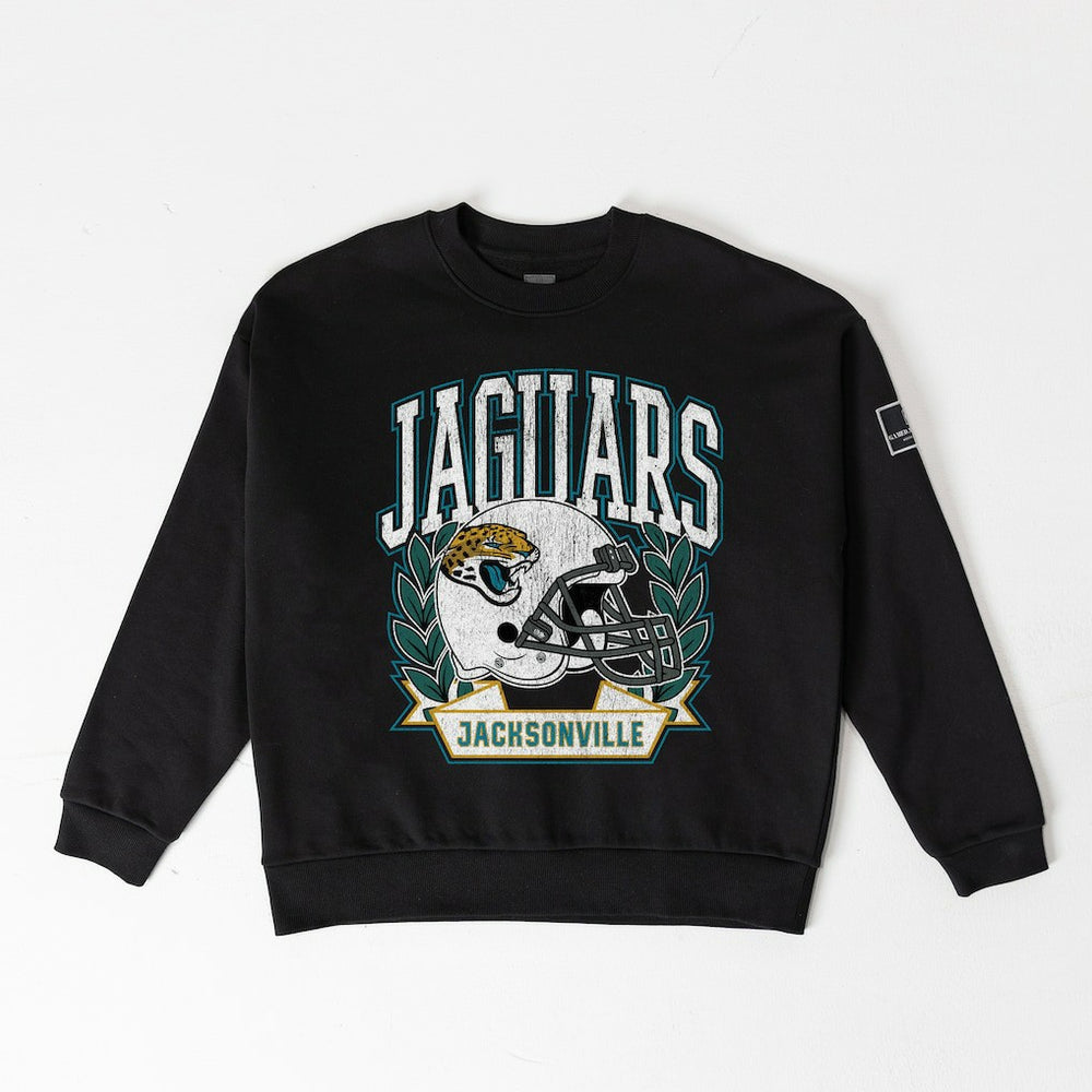 Jacksonville Jaguars Gameday Couture Women's Oversized Victory Lane Black Label Premium Fleece Sweatshirt - Black cheap