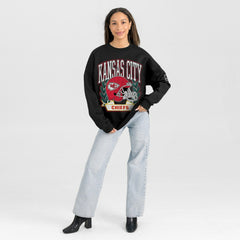 Kansas City Chiefs Gameday Couture Women's Oversized Victory Lane Black Label Premium Fleece Sweatshirt - Black online