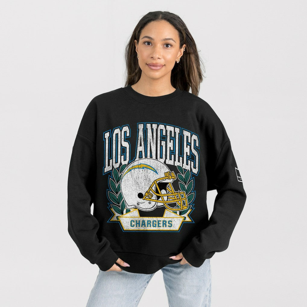 Los Angeles Chargers Gameday Couture Women's Oversized Victory Lane Black Label Premium Fleece Sweatshirt - Black online