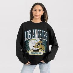 Los Angeles Chargers Gameday Couture Women's Oversized Victory Lane Black Label Premium Fleece Sweatshirt - Black online