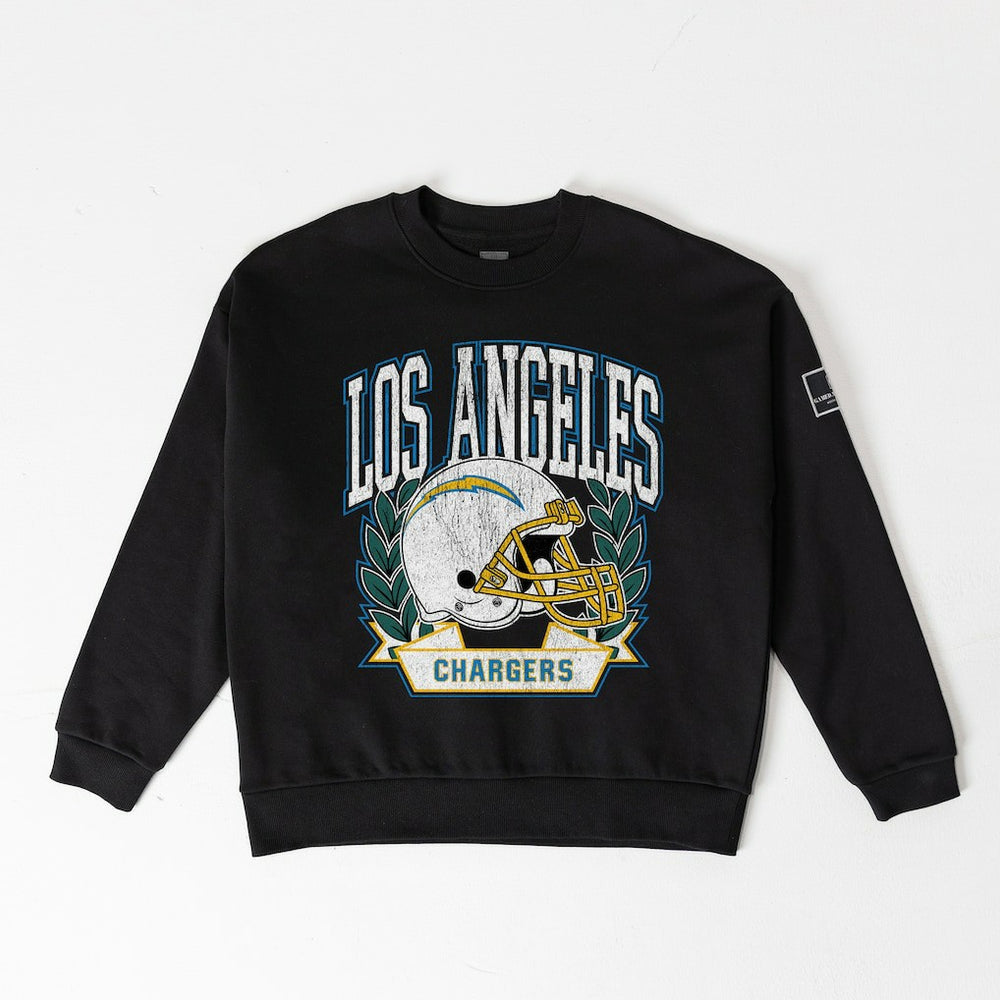 Los Angeles Chargers Gameday Couture Women's Oversized Victory Lane Black Label Premium Fleece Sweatshirt - Black online