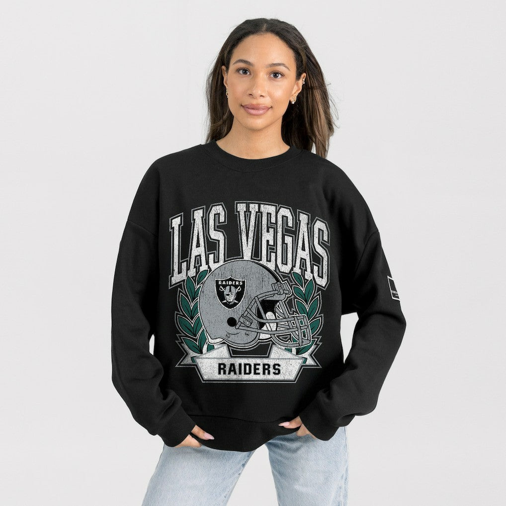 Las Vegas Raiders Gameday Couture Women's Oversized Victory Lane Black Label Premium Fleece Sweatshirt - Black cheap