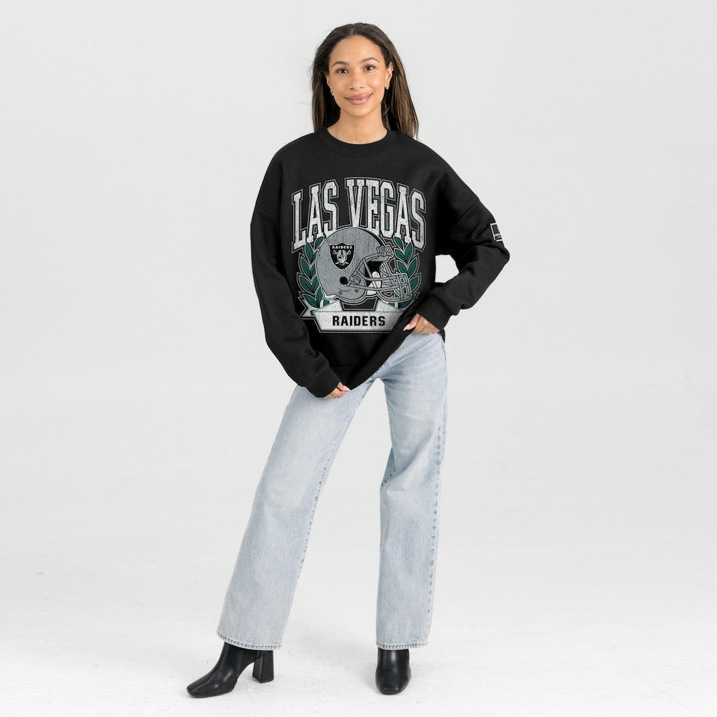 Las Vegas Raiders Gameday Couture Women's Oversized Victory Lane Black Label Premium Fleece Sweatshirt - Black cheap