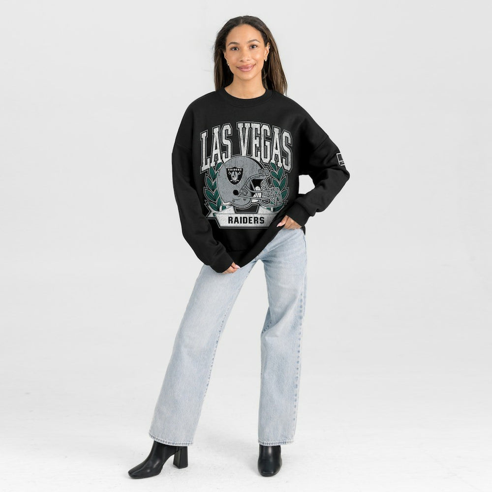 Las Vegas Raiders Gameday Couture Women's Oversized Victory Lane Black Label Premium Fleece Sweatshirt - Black cheap