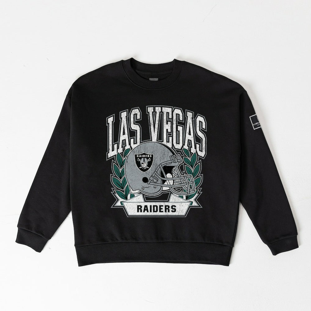 Las Vegas Raiders Gameday Couture Women's Oversized Victory Lane Black Label Premium Fleece Sweatshirt - Black cheap