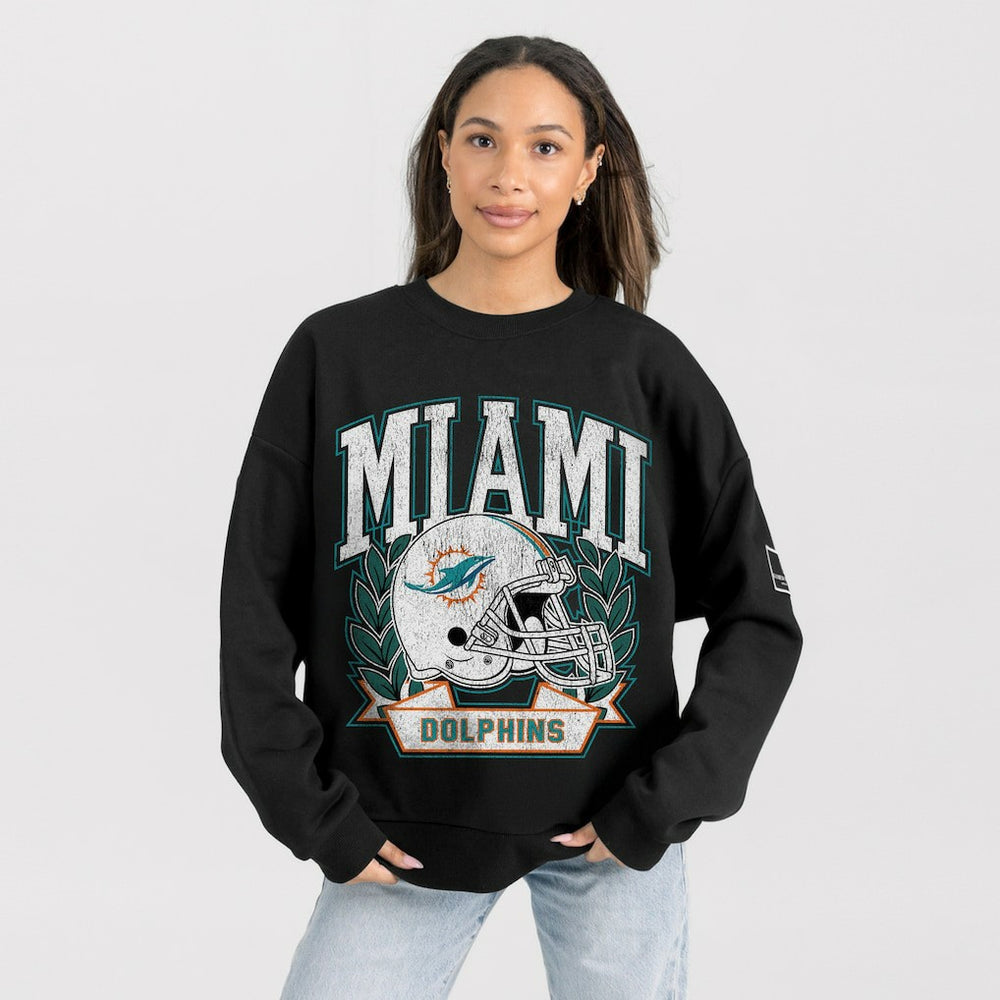 Miami Dolphins Gameday Couture Women's Oversized Victory Lane Black Label Premium Fleece Sweatshirt - Black on sale