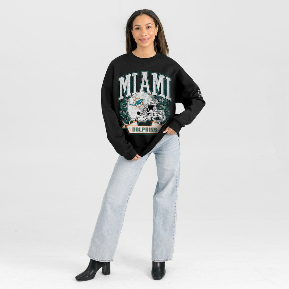 Miami Dolphins Gameday Couture Women's Oversized Victory Lane Black Label Premium Fleece Sweatshirt - Black on sale
