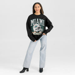 Miami Dolphins Gameday Couture Women's Oversized Victory Lane Black Label Premium Fleece Sweatshirt - Black on sale