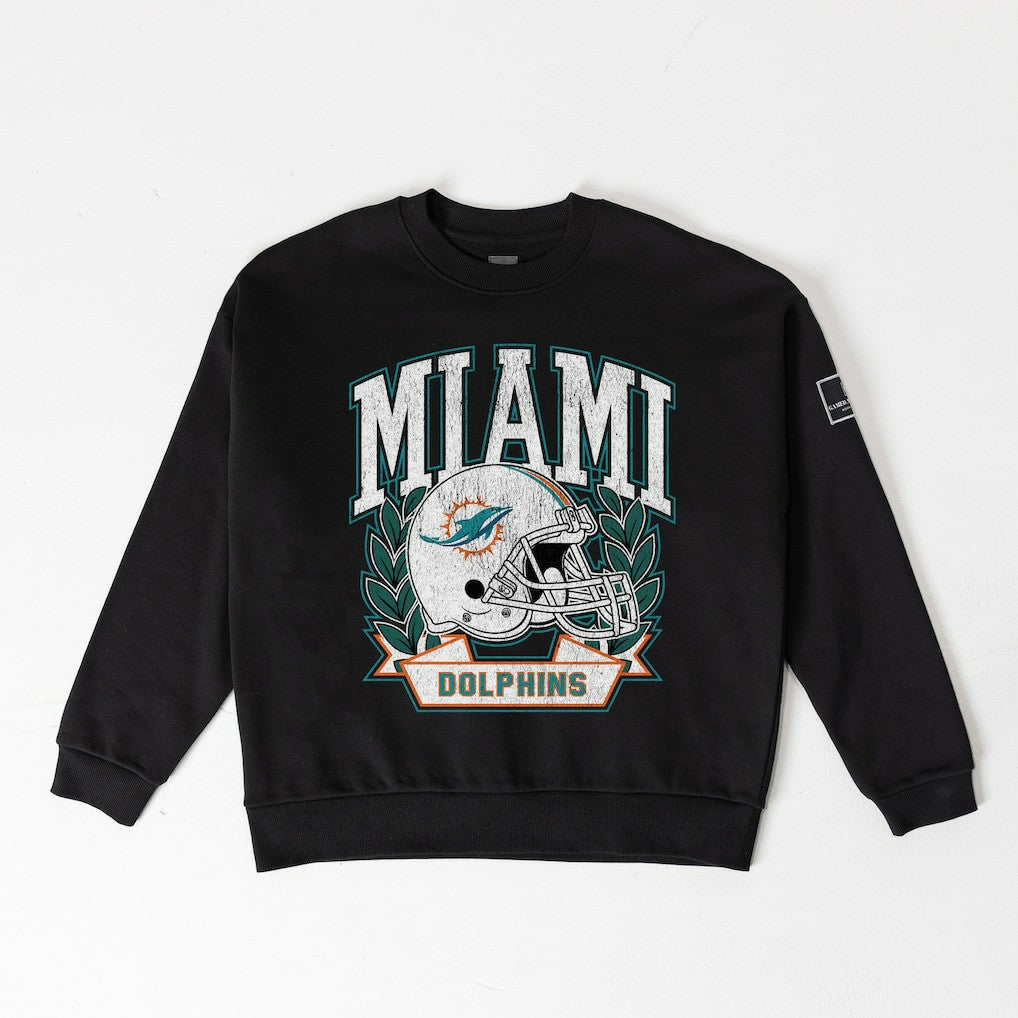 Miami Dolphins Gameday Couture Women's Oversized Victory Lane Black Label Premium Fleece Sweatshirt - Black on sale