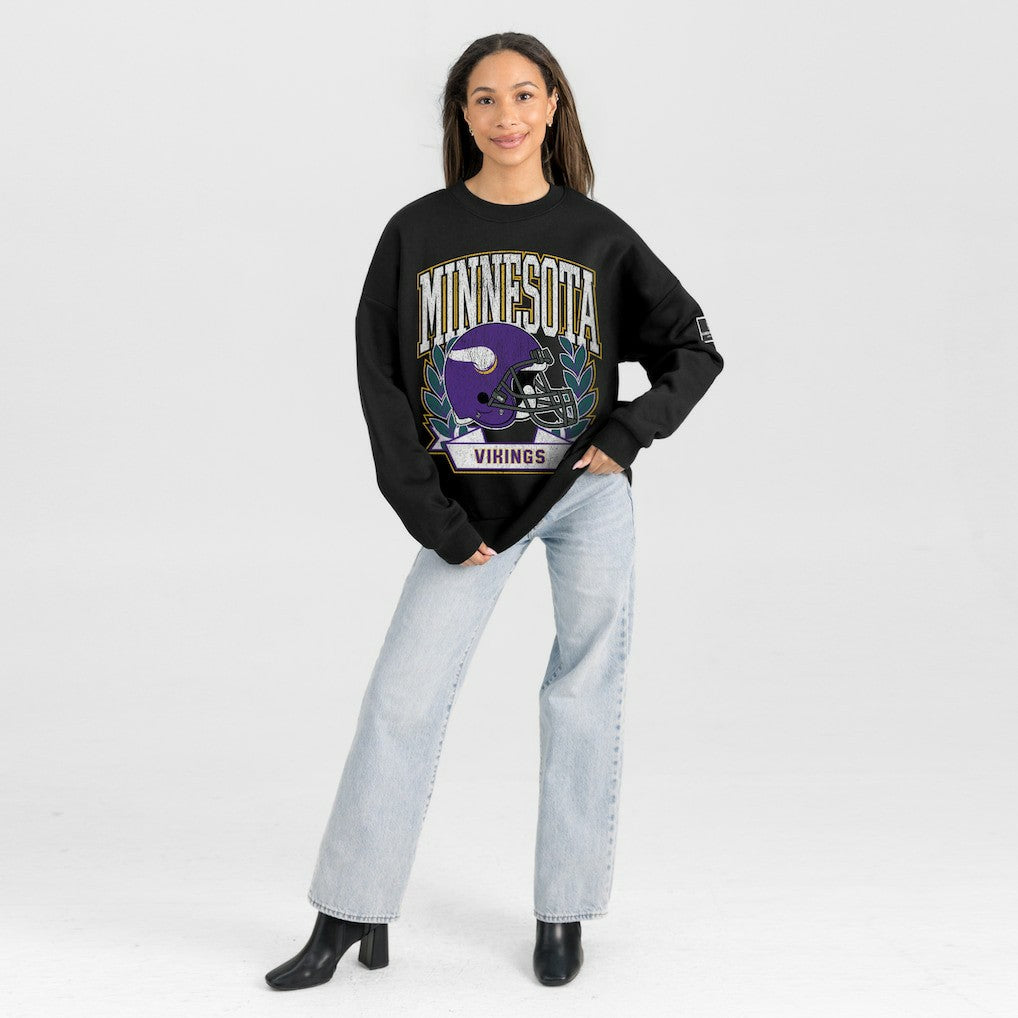 Minnesota Vikings Gameday Couture Women's Oversized Victory Lane Black Label Premium Fleece Sweatshirt - Black online