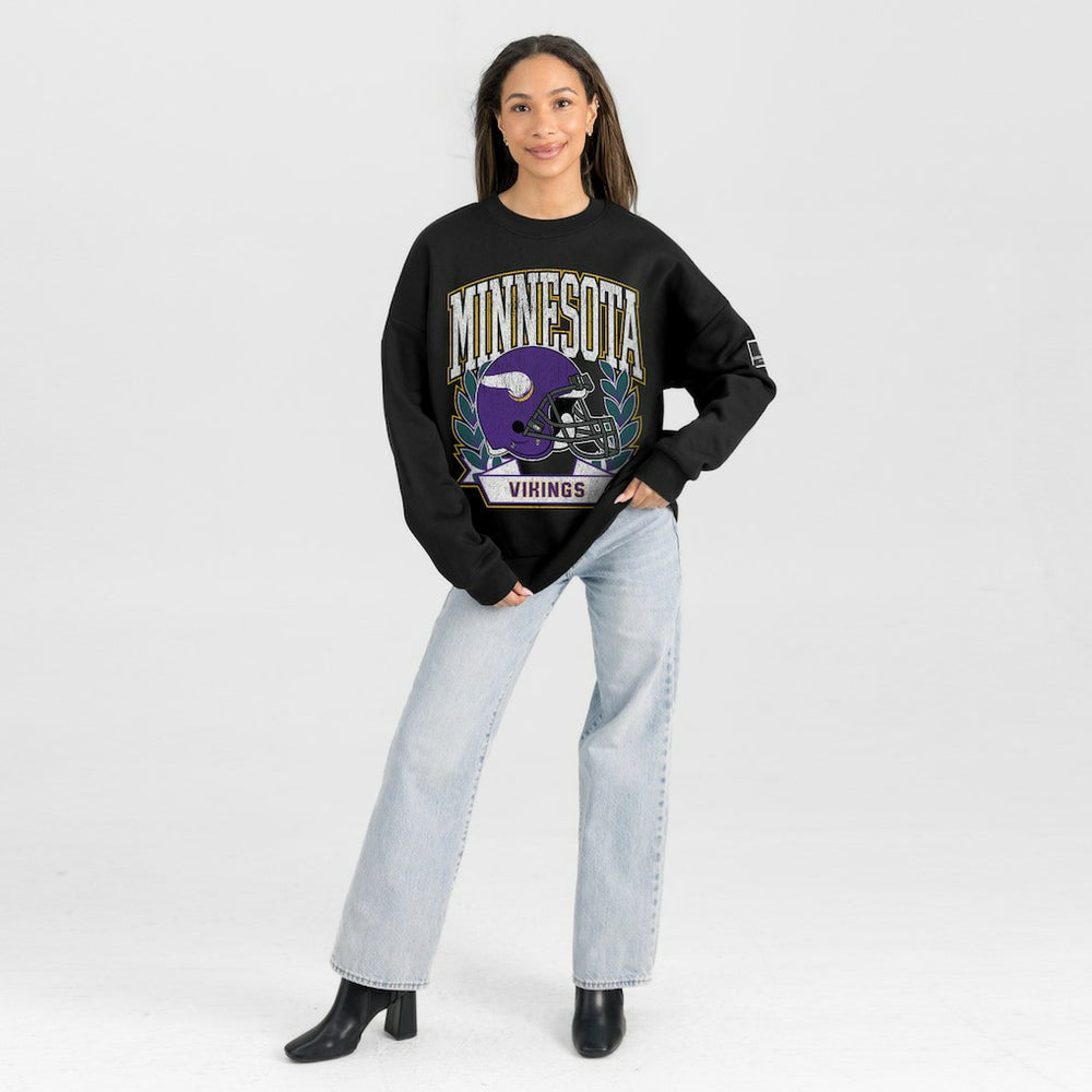Minnesota Vikings Gameday Couture Women's Oversized Victory Lane Black Label Premium Fleece Sweatshirt - Black online