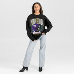 Minnesota Vikings Gameday Couture Women's Oversized Victory Lane Black Label Premium Fleece Sweatshirt - Black online