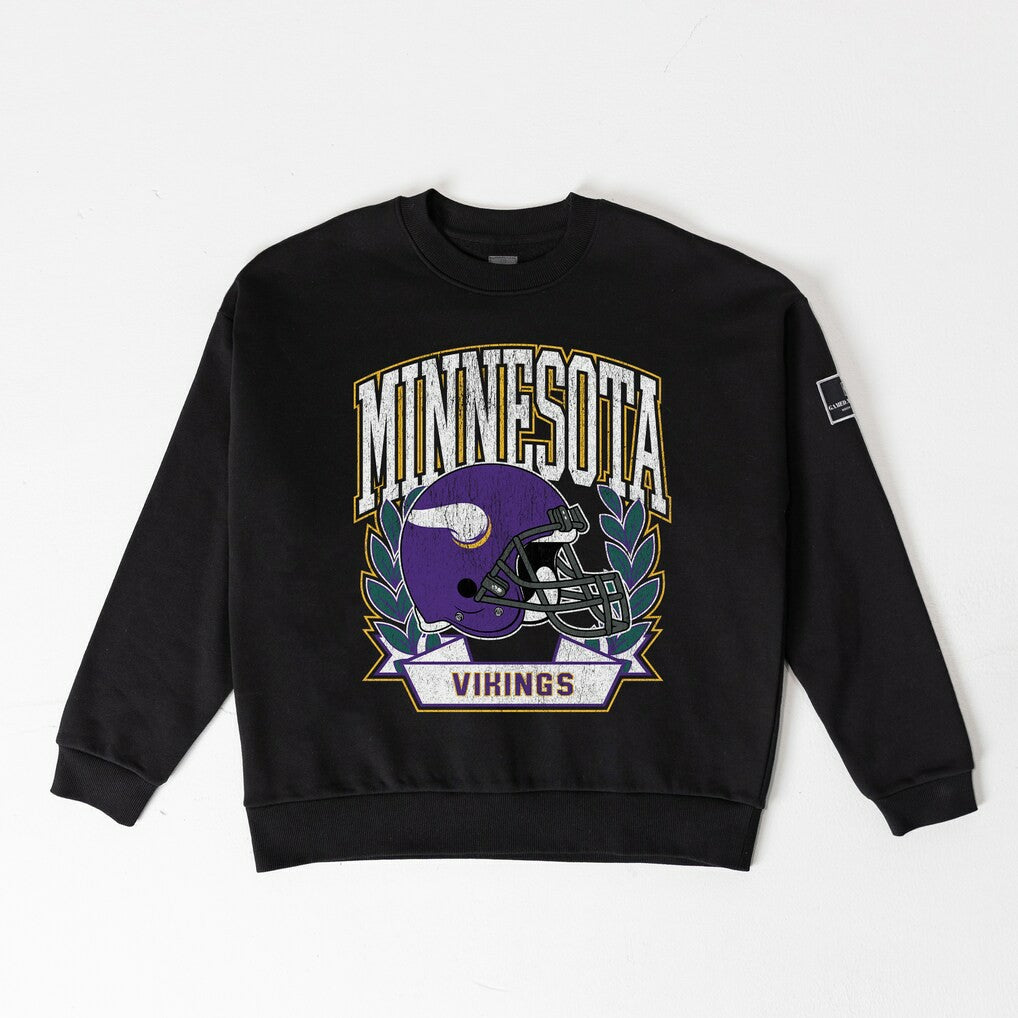 Minnesota Vikings Gameday Couture Women's Oversized Victory Lane Black Label Premium Fleece Sweatshirt - Black online