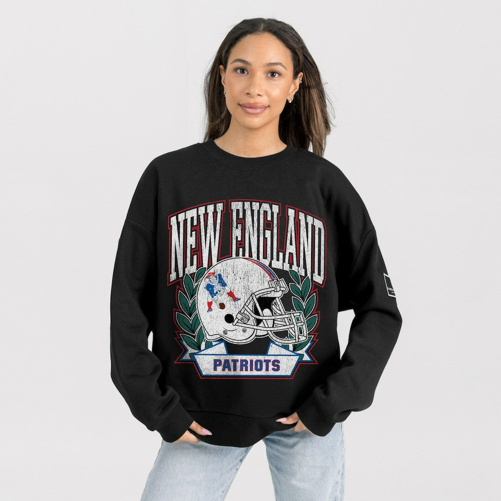 New England Patriots Gameday Couture Women's Oversized Victory Lane Black Label Premium Fleece Sweatshirt - Black outlet