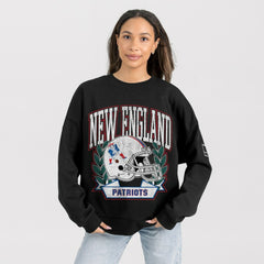 New England Patriots Gameday Couture Women's Oversized Victory Lane Black Label Premium Fleece Sweatshirt - Black outlet
