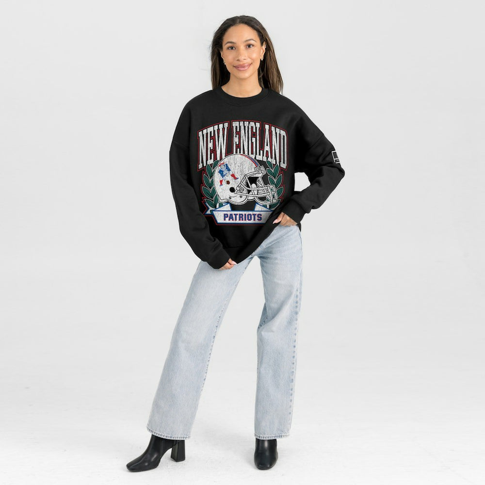 New England Patriots Gameday Couture Women's Oversized Victory Lane Black Label Premium Fleece Sweatshirt - Black outlet