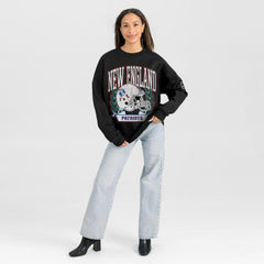 New England Patriots Gameday Couture Women's Oversized Victory Lane Black Label Premium Fleece Sweatshirt - Black outlet