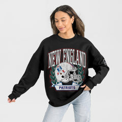 New England Patriots Gameday Couture Women's Oversized Victory Lane Black Label Premium Fleece Sweatshirt - Black outlet