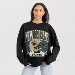 New Orleans Saints Gameday Couture Women's Oversized Victory Lane Black Label Premium Fleece Sweatshirt - Black for sale