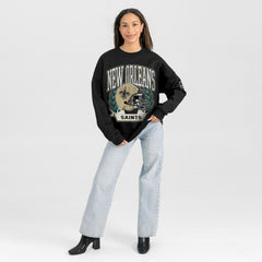 New Orleans Saints Gameday Couture Women's Oversized Victory Lane Black Label Premium Fleece Sweatshirt - Black for sale