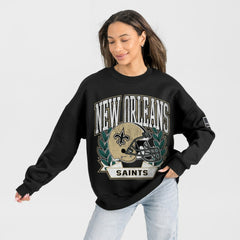 New Orleans Saints Gameday Couture Women's Oversized Victory Lane Black Label Premium Fleece Sweatshirt - Black for sale