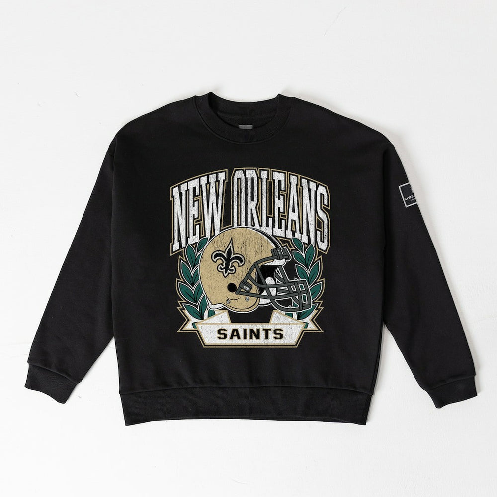 New Orleans Saints Gameday Couture Women's Oversized Victory Lane Black Label Premium Fleece Sweatshirt - Black for sale