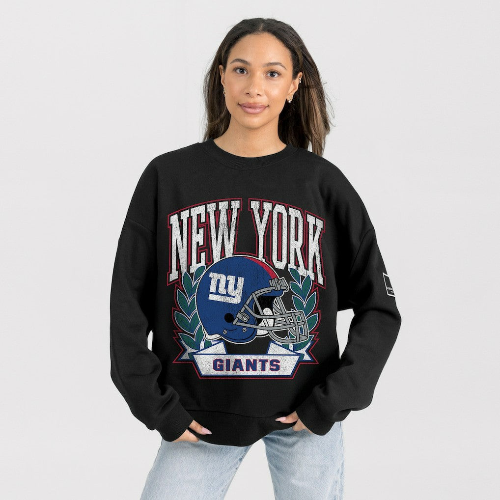 New York Giants Gameday Couture Women's Oversized Victory Lane Black Label Premium Fleece Sweatshirt - Black sale