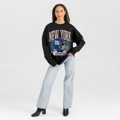 New York Giants Gameday Couture Women's Oversized Victory Lane Black Label Premium Fleece Sweatshirt - Black sale