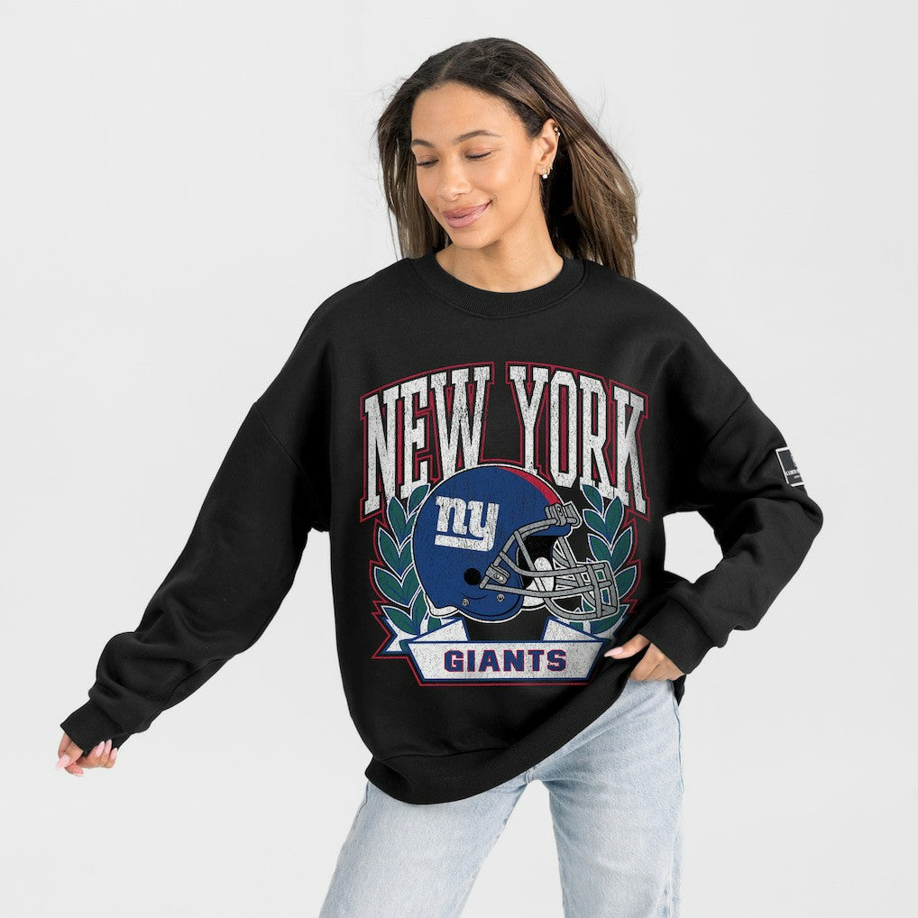 New York Giants Gameday Couture Women's Oversized Victory Lane Black Label Premium Fleece Sweatshirt - Black sale